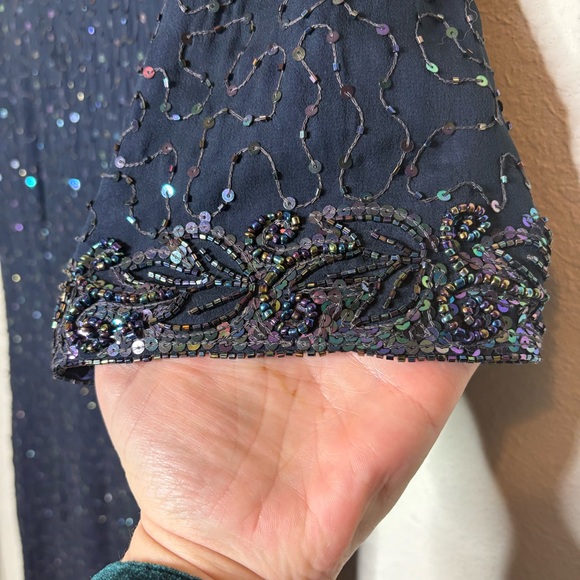 Vintage Stenay Navy Sequin Beaded  Dress Size 12 - Picture 3 of 9